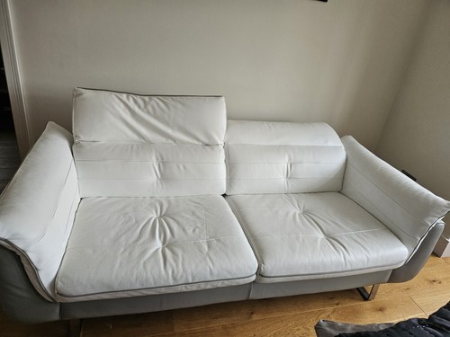 White and grey leather sofa - and,