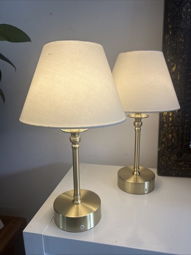 Pair wireless lamps brass - pair,