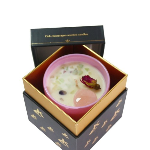 Pink champagne scented candle - pink,