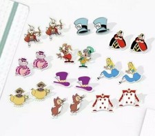 ALICE IN WONDERLAND STUD ACRYLIC EARRINGS ALICE CHESHIRE CAT MARCH HARE GIFT BAG