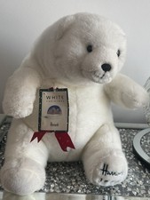 Harrods 1989 Dated 13" Rare White Christmas Polar Bear Teddy Soft Toy With Tag
