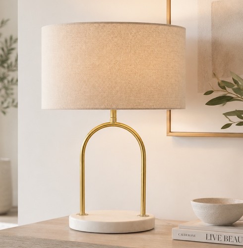 Brushed gold metal arch table - brushed,
