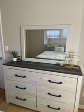 FULL SIZE BEDROOM SET [nightstand, bed+headboard, 6-drawer dresser with mirror] 