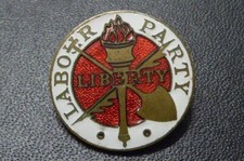 VINTAGE LIBERTY ENAMEL BADGE , LABOUR PARTY   (N126)