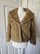 Elizabeth Emanuel Tan Faux Fur Coat Size 16 Vintage 