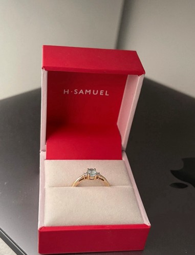 Aquamarine diamond 9ct gold - +,