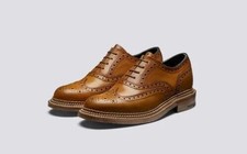 Handmade Genuine Leather Brown Oxford Brogue Wingtip Triple Sole Shoes For Men
