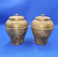 2 Antique Lipton Tea Caddy in Brass Souvenir from 1925 London Great Exhibition.