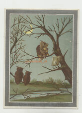 Owls Moonlight Sonata Greeting Card Victorian Music Christmas c1883