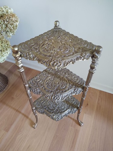 Antique brass ornate three - brass,