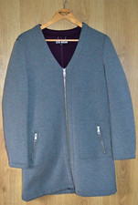 Steve Madden Grey Mid Length Neoprene Scuba Zip Coat Jacket - Medium 