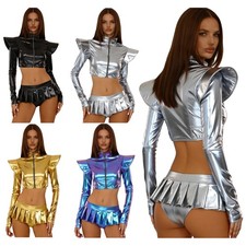 Women Metallic Rave Outfits