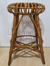 Vintage Franco Albini Tall Bamboo Cane and Rattan Stool Mid Century Modern