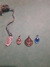 Vintage Religous Pendants X4 Catholic St Theresa Our Lady Virgin Mary Lourdes