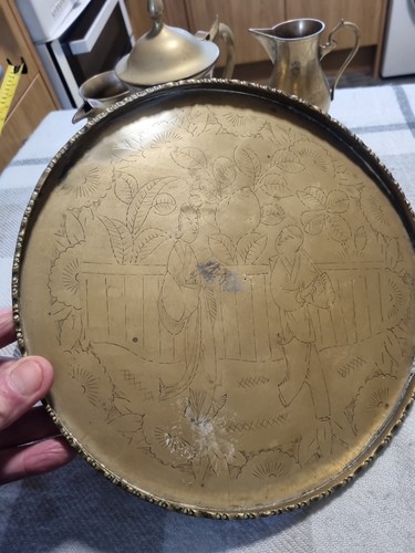 Brass round tray 28cm - tray,