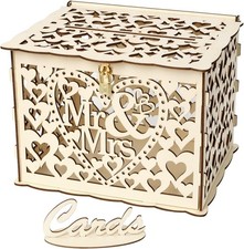 DARENYI Wedding Card Box Wooden Wedding Card Post Box with Lock Envelope Gift 