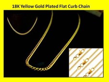 18K Yellow Gold Plated Flat Curb 2mm Necklace Chain 18", 20" & 24" Free Delivery