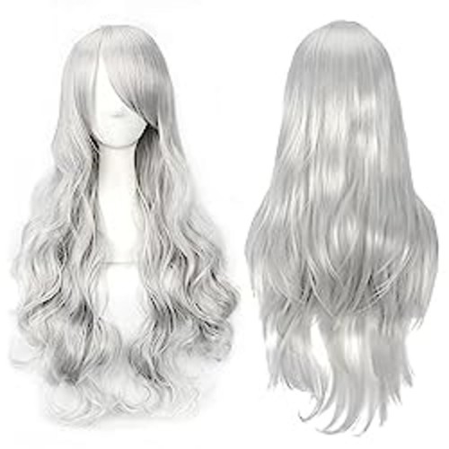 Long grey wig fringe - grey, bangs