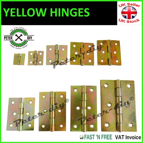 Yellow galvanised butt hinges - yellow,