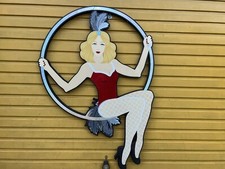 CIRCUS/FAIR DOUBLE SIDED DISPLAY FIGURE of a “SHOW GIRL ON HOOP ” 122cm Tall