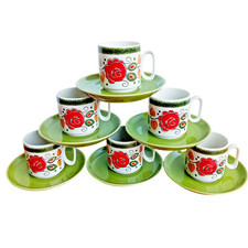 Vintage Tognana Porcellana d'Italia 6 Coffee Cup and Saucer Set