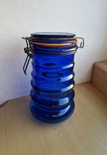 Vintage Blue Glass Storage Jar