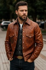 Men genuine lambskin - men's, leather