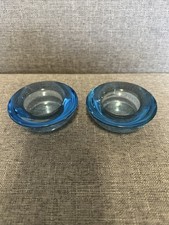 Pair Vintage Blue Glass Tea