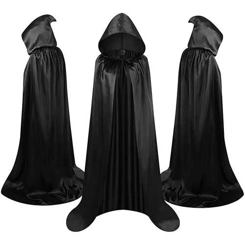 Halloween hooded black cloak - halloween,