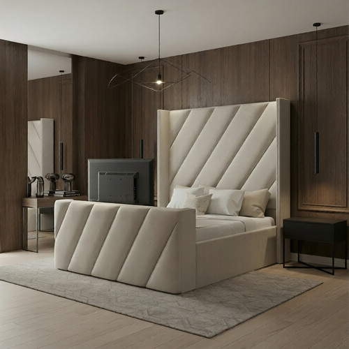 Diagonal panel winged bed - winged,