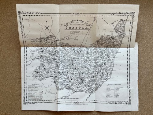 Antique map suffolk 1852 - antique,