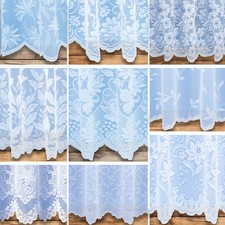 White Floral Net Curtains -