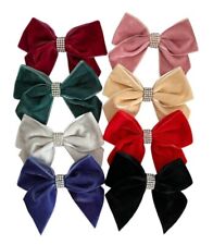 Velvet Ribbon Christmas Hair Bow Alligator Clip Diamante Detail School ??