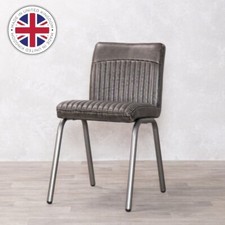 FAUX LEATHER DINING CHAIR GREY RETRO STYLE RESTAURANT CHAIR KITCHEN CHAIR