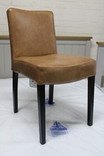 New 8 x Contemporary Vintage Tan Leather & Black Dining Chairs *Oak Furniture L*