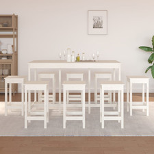 Bar set 9pc White solid pine