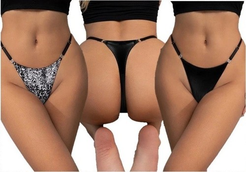 Sexy wet look pvc thong - wet,