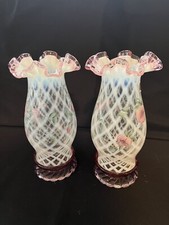 PAIR of Fenton Hurricane Pink
