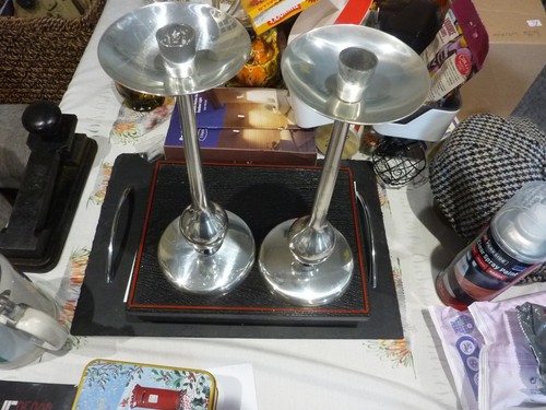 Chrome candlestick holders - 2,