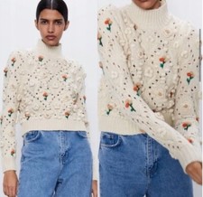 Zara Cream Pom Pom Crochet 3D