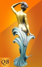 ART DECO BRONZE FIGURINE SCULPTURE STATUE WAVE LADY NUDE FIGURE SIGNED PREISS