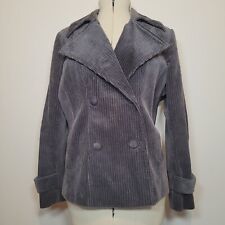 Per Una M&S  Grey Cord Jacket Double Breasted Long Sleeves Womens Size 16