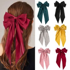 Large Bow Ribbon Barrettes Steel Hairpin Satin Hair Clip Women Hair Accessories