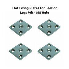 Furniture Leg Feet Fixing/Mounting Plates Brackets M8 8mm Thread Set of 4 Pieces