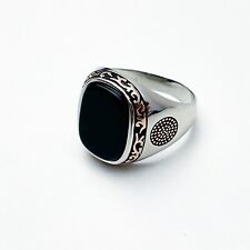 NEW STERLING SILVER ONYX RING MENS WOMENS TURKISH RING ONYX STONE #024