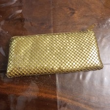 gold metal mesh makeup bag or clutch purse 19x9 Cm