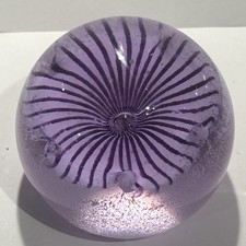 Vintage Caithness Petunias Art Glass Scotland Purple Lilac Paperweight Signed