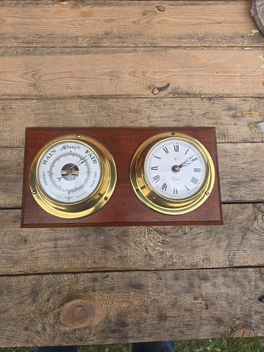 Vintage brass clock and - brass,
