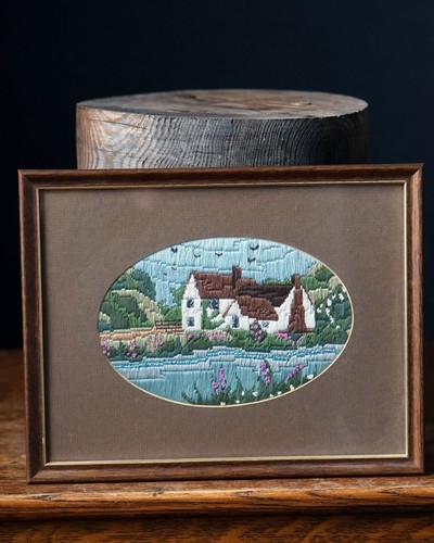 Vintage framed embroidered - vintage,