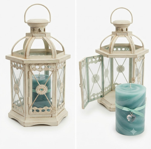 Metal and glass lantern - and,
